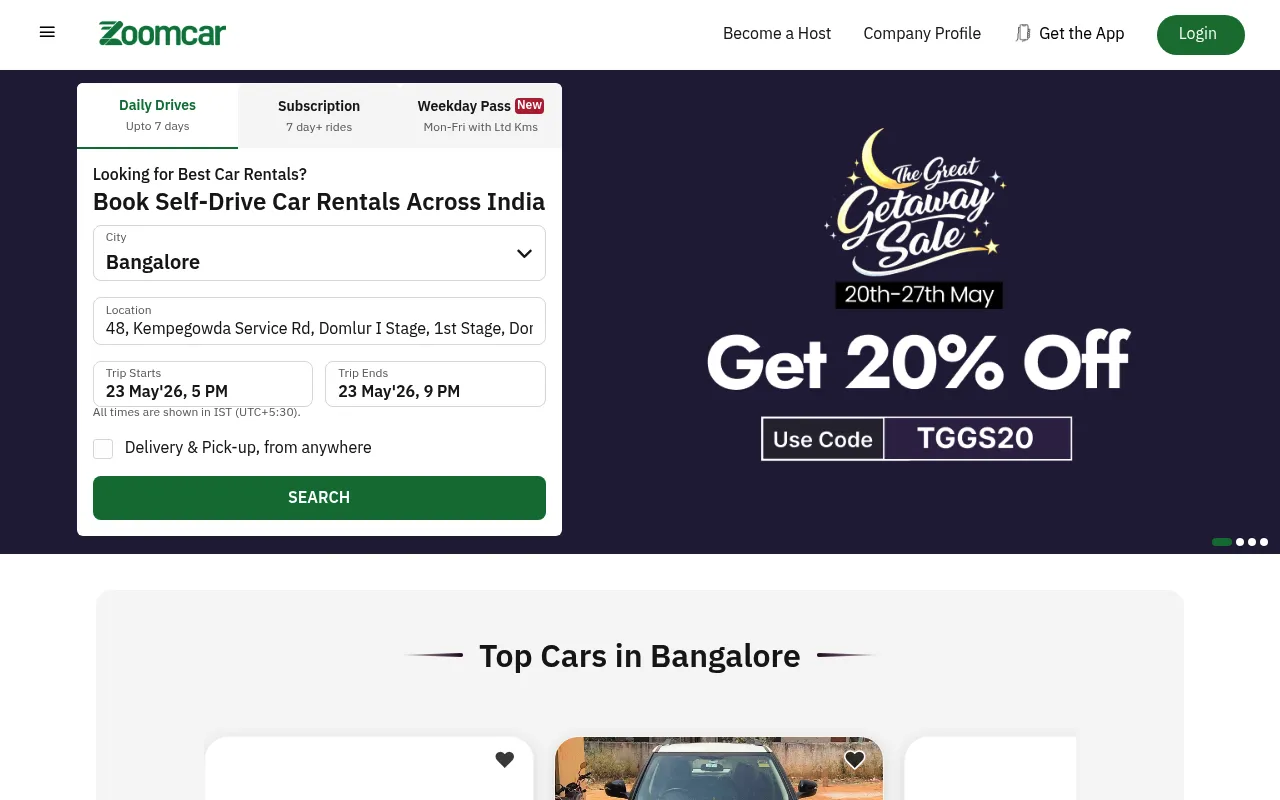 Zoomcar screenshot