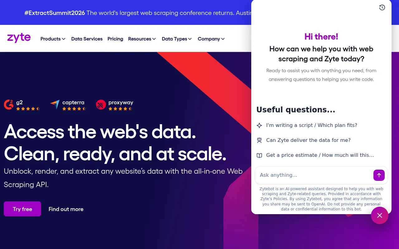 Zyte screenshot